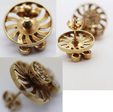 Vintage Retro Pop Earrings Gold Diamond Flower Kinetic w Appraisal (5913)