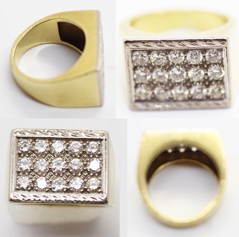 Vintage Man's Ring 18k Gold 1.50ct Diamonds w Appraisal Unisex (5916)