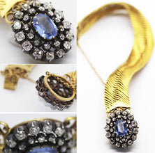 Antique Victorian Bracelet Bangle Diamonds Sapphire 18k Gold w Appraisal (5924)
