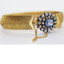 Antique Victorian Bracelet Bangle Diamonds Sapphire 18k Gold w Appraisal (5924)