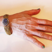 Antique Victorian Bracelet Bangle Diamonds Sapphire 18k Gold w Appraisal (5924)