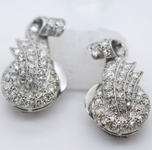 Antique Art Deco Earrings Platinum Diamond Silver Clips French w Appraisal (5941
