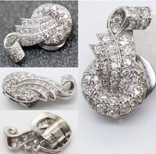 Antique Art Deco Earrings Platinum Diamond Silver Clips French w Appraisal (5941