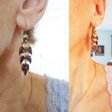 Antique Georgian Earrings ear Pendants 15k Gold Garnets English (5968)