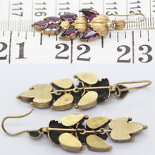 Antique Georgian Earrings ear Pendants 15k Gold Garnets English (5968)
