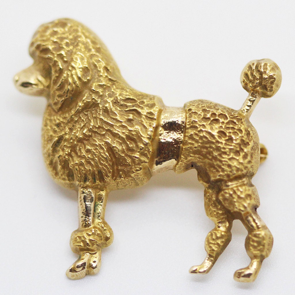Vintage 14k Gold Brooch French Poodle Dog Made Sloan Co New York C1950 (5972)
