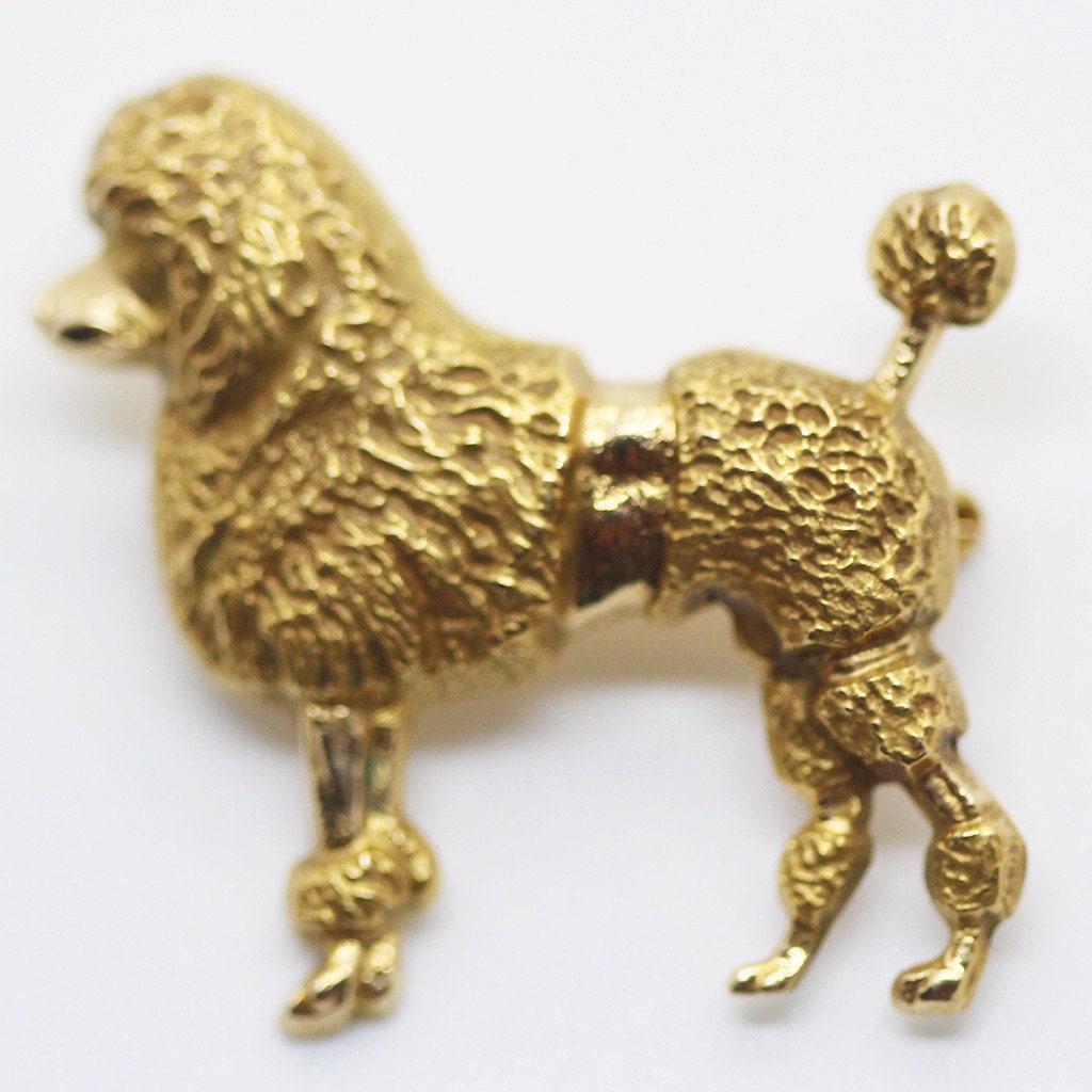 Vintage 14k Gold Brooch French Poodle Dog Made Sloan Co New York C1950 (5972)