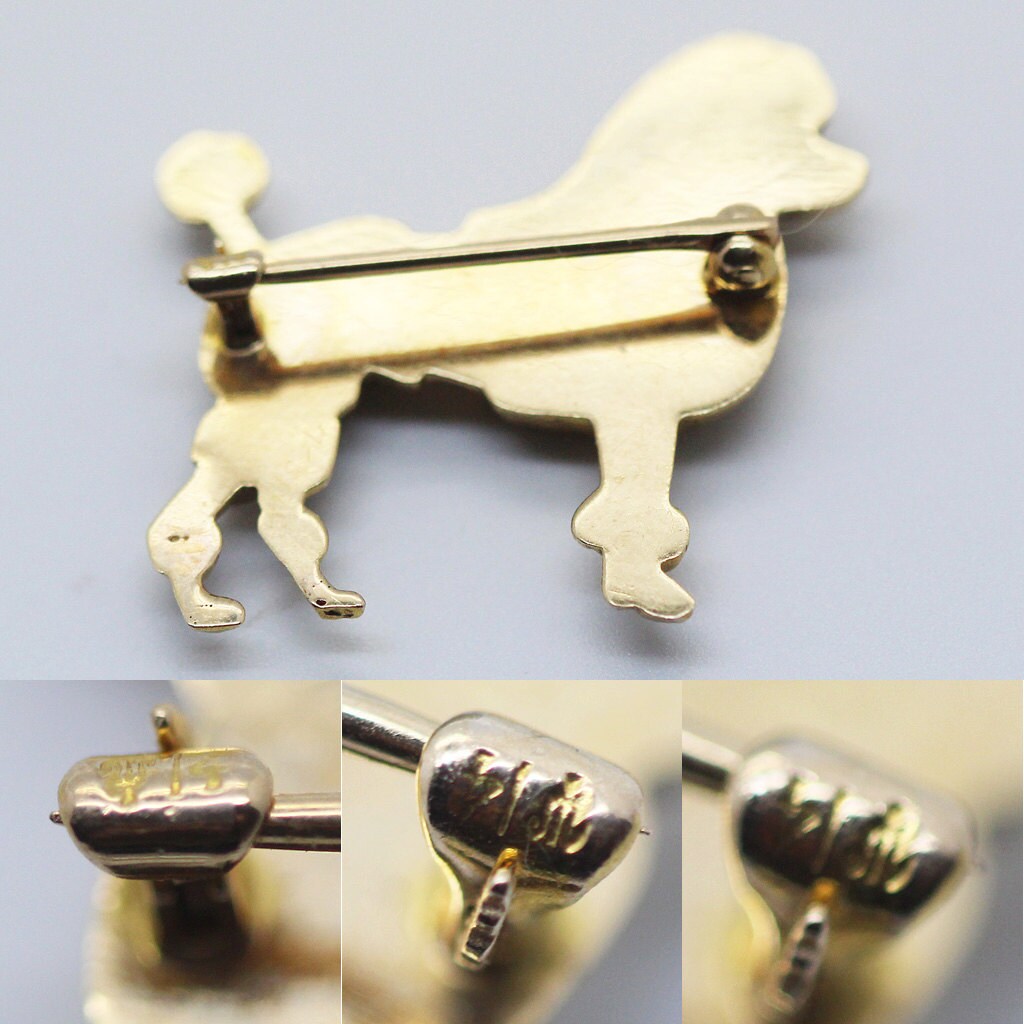 Vintage 14k Gold Brooch French Poodle Dog Made Sloan Co New York C1950 (5972)