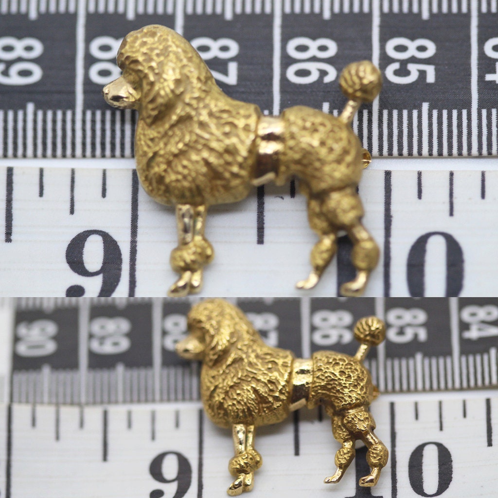 Vintage 14k Gold Brooch French Poodle Dog Made Sloan Co New York C1950 (5972)