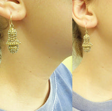 Antique Earrings Georgian Victorian Ear Pendants Pearl Gold Wedding Bell (5890)