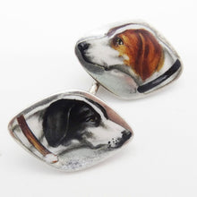 Art Deco Cufflinks Dogs Beagle Labrador French Depose 900 Silver Enamel (6003)