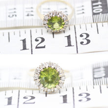 Antique Cluster Ring Peridot Diamonds 14k Gold Edwardian w appraisal (5985)