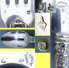 Antique Aucoc Flatware 108 Pc Sterling Silver Knives Forks Spoons Chest (5869)