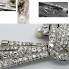 Art Deco Brooch Platinum 5.50ct Diamonds Pearls Hinged Comet w Appraisal (6065)