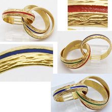 Vintage Hermes Ring 18k Gold Trio Red Blue Green Enamel Hermes Paris (6094)