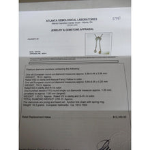 Art Deco Necklace Platinum White and Fancy Yellow Diamonds w Appraisal (5981)