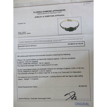 Vintage Retro Bracelet Bangle 18k Gold Diamonds Emeralds w Appraisal (4847)