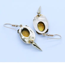 Antique Victorian Earrings 9ct Gold Citrine Ear Pendants (6750)