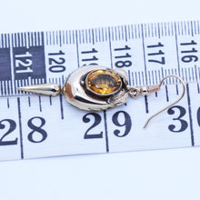 Antique Victorian Earrings 9ct Gold Citrine Ear Pendants (6750)