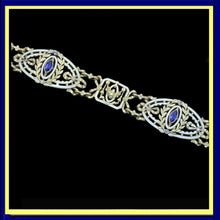 Signed Gariod Gautrait Antique Bracelet 18k Gold Sapphire Diamond Enamel (6132)