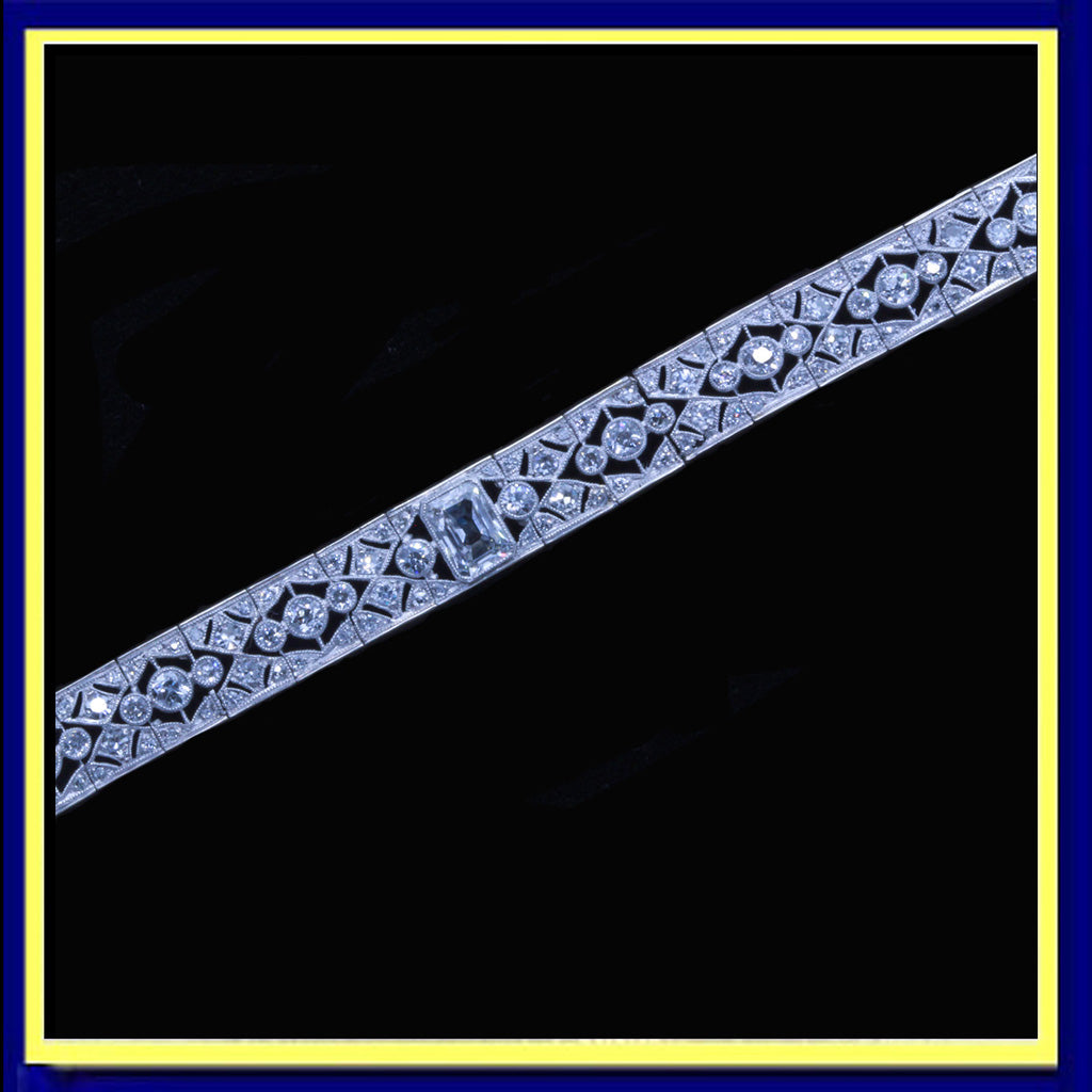 Antique Art Deco Bracelet 18k White Gold Diamonds Fab Quality w Appraisal (6494)