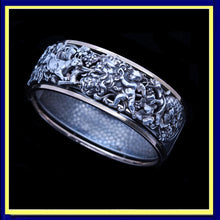 Antique Cuff Bangle Bracelet 18k Gold, Silver French Bacchus Panther Cherub(6561)