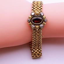 Antique Victorian Bracelet Bangle Gold Garnet Diamonds Austro-Hungarian (7198)