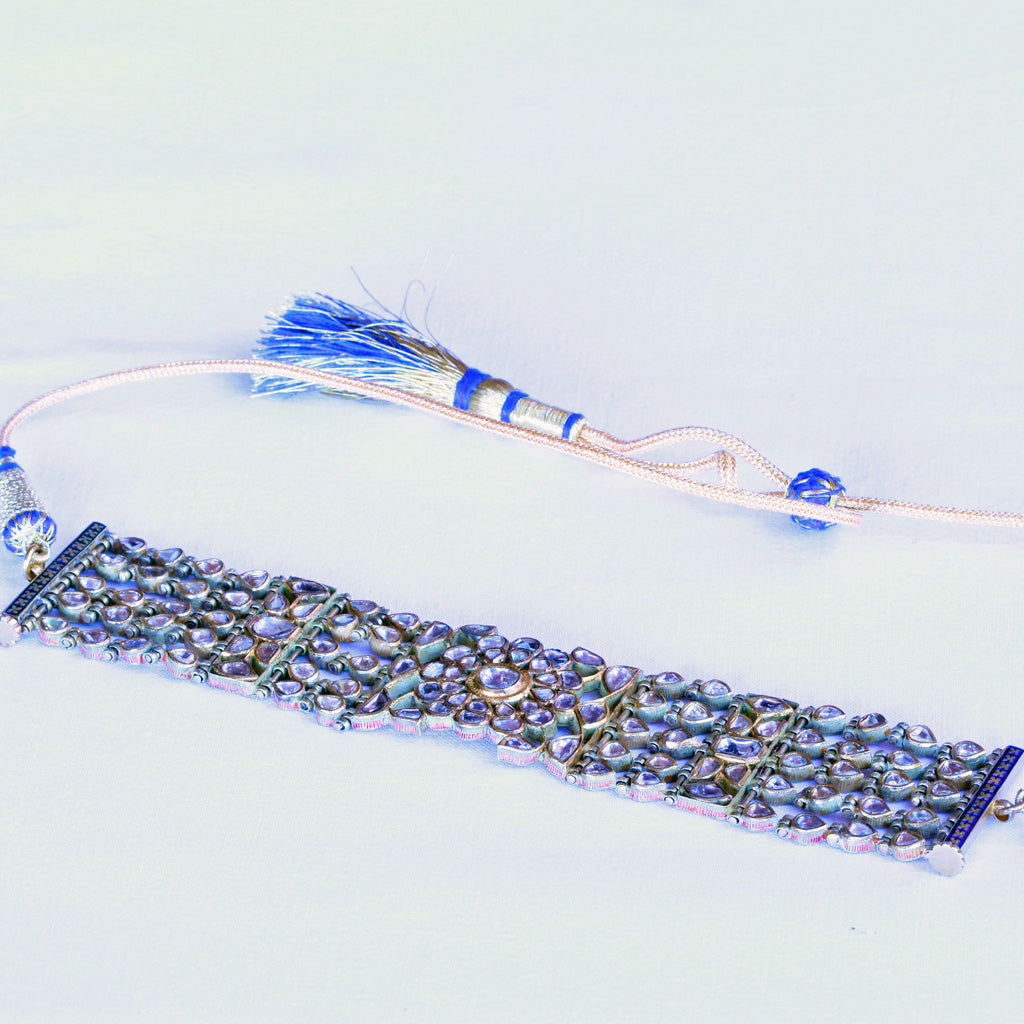 Vintage bracelet choker necklace gold diamonds enamel 13.6ct diamonds (7249)
