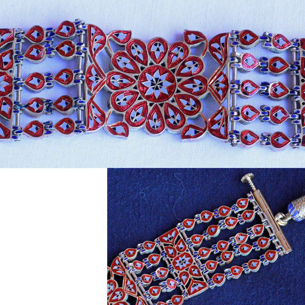 Vintage bracelet choker necklace gold diamonds enamel 13.6ct diamonds (7249)