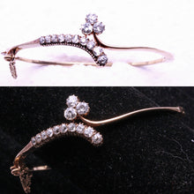 Antique Bangle Bracelet gold OEC diamonds lucky clover Certificate (7291)