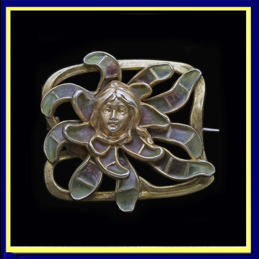 Meyle & Mayer Jugendstil Nouveau brooch enamel plique a jour