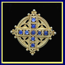 Castellani brooch cross gold sapphires Victorian Renaissance Revival