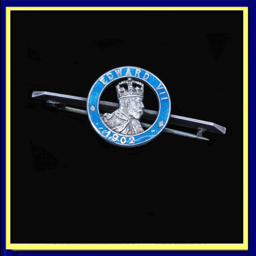 Charles Horner antique Edward VII coronation brooch silver enamel