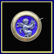 Fanniere Freres Antique brooch gold silver enamel cherub