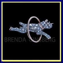 antique Victorian brooch gold silver diamonds French dog jumping hoop