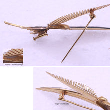 French Retro Bird Brooch 18k Gold Platinum Diamonds Unisex Design Vintage (7193)