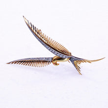 French Retro Bird Brooch 18k Gold Platinum Diamonds Unisex Design Vintage (7193)