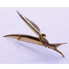 French Retro Bird Brooch 18k Gold Platinum Diamonds Unisex Design Vintage (7193)