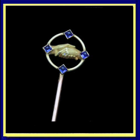 Cartier antique Deco stick pin hands friendship gold sapphires