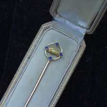 Cartier Antique Deco Stick Pin Friendship Gold Sapphires Orig Case Unisex(7203)