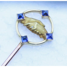 Cartier Antique Deco Stick Pin Friendship Gold Sapphires Orig Case Unisex(7203)