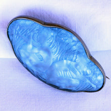 Antique Rene Lalique Blue Glass Brooch Deux Figurines Dos a Dos 2 Women (7215)