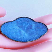 Antique Rene Lalique Blue Glass Brooch Deux Figurines Dos a Dos 2 Women (7215)