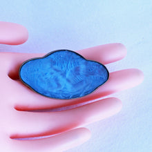 Antique Rene Lalique Blue Glass Brooch Deux Figurines Dos a Dos 2 Women (7215)