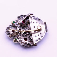 Antique Giardinetti brooch Diamonds Rubies Emeralds 18k Gold Silver (7224)