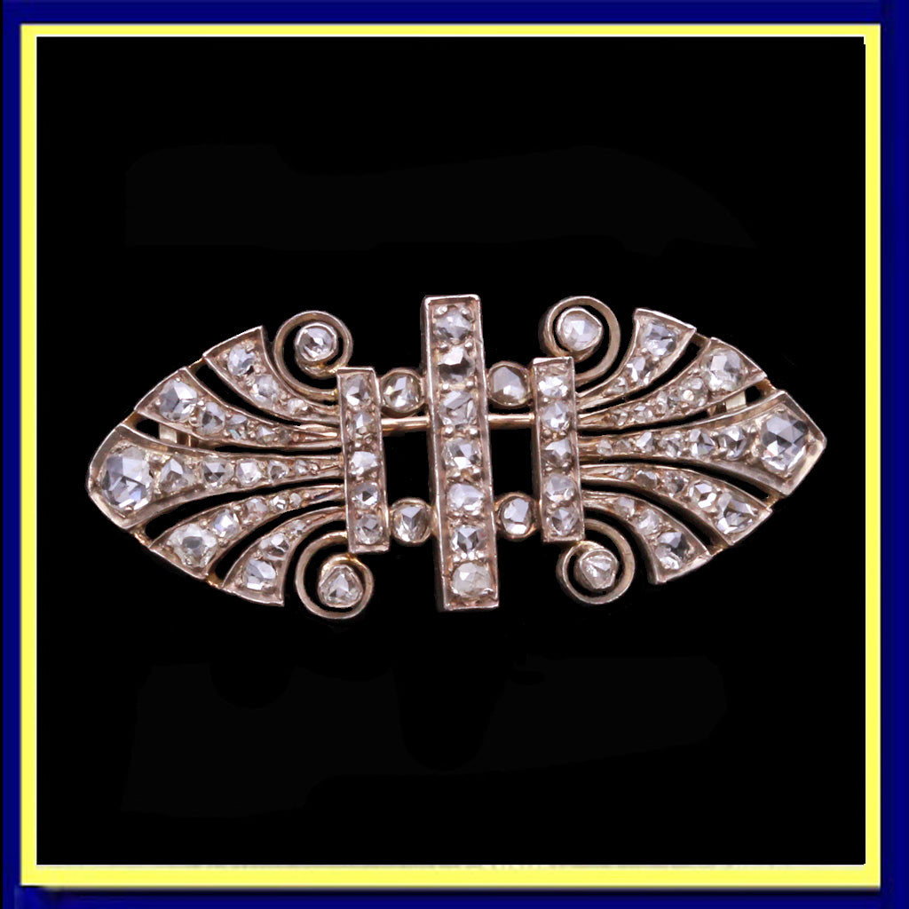 antique Victorian brooch diamonds gold French Unisex