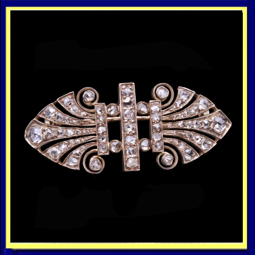 antique Victorian brooch diamonds gold French Unisex