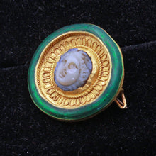Louis WIESE cameo brooch pendant gold enamel agate Medusa Antique Unisex (7228)