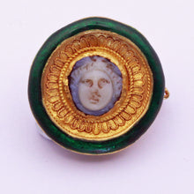 Louis WIESE cameo brooch pendant gold enamel agate Medusa Antique Unisex (7228)