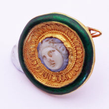 Louis WIESE cameo brooch pendant gold enamel agate Medusa Antique Unisex (7228)